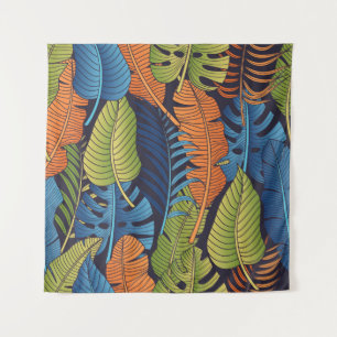 Tropical leaves, floral seamless pattern. tapestry