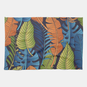 Tropical leaves, floral seamless pattern. tea towel