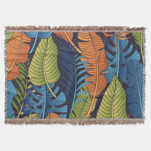 Tropical leaves, floral seamless pattern. throw blanket