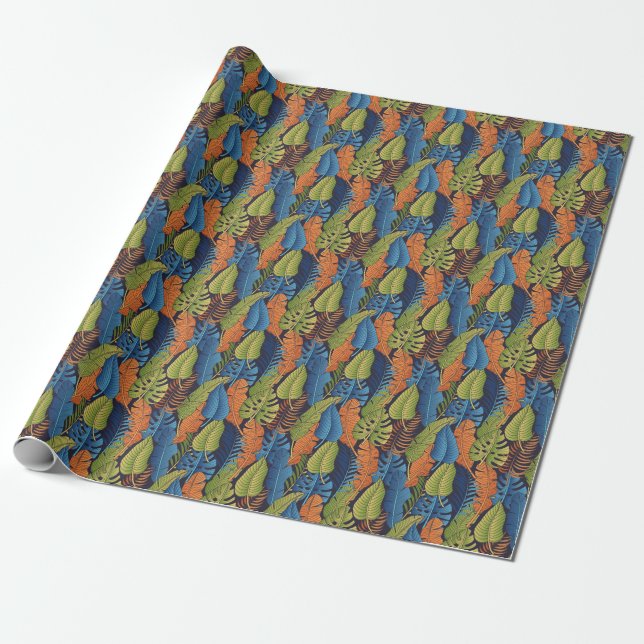 Tropical leaves, floral seamless pattern. wrapping paper (Unrolled)