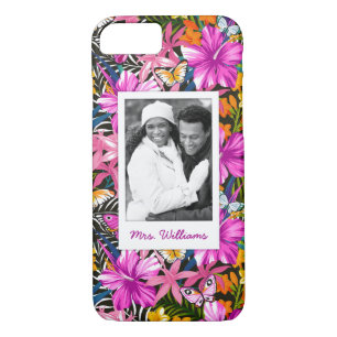 Tropical Leaves & Flowers   Add Your Photo & Name Case-Mate iPhone Case