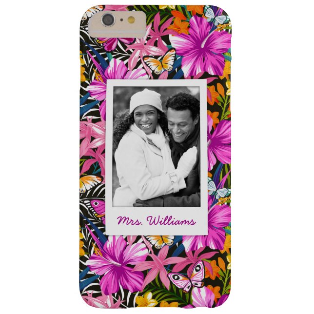 Tropical Leaves & Flowers | Add Your Photo & Name Case-Mate iPhone Case (Back)