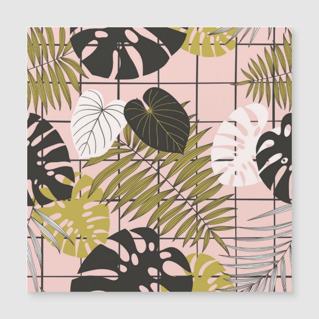 Tropical leaves, flowers, hand-painted pattern. (Front)