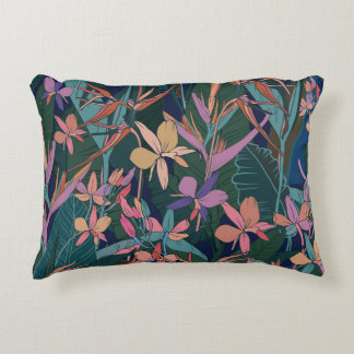 Tropical leaves, flowers: lined vintage. decorative cushion