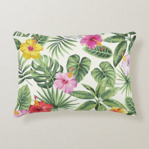 Tropical leaves, flowers, seamless vintage pattern decorative cushion