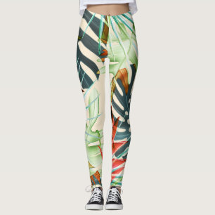 Tropical Leaves & Flowers: Vibrant Pattern Leggings