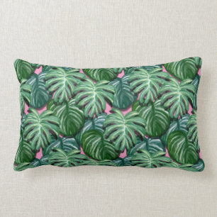 Tropical Leaves Foliage Green & Lush Lumbar Cushion