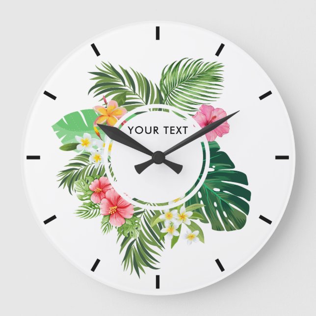  Tropical Leaves for Business cosmetics, spa Large Clock (Front)