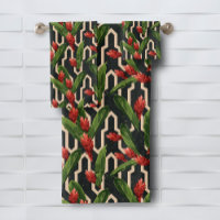 Tropical Leaves Ginger Geometric Pattern