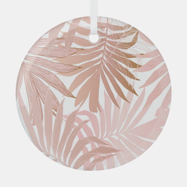 Tropical leaves: glossy gradient pattern. glass tree decoration (Front)