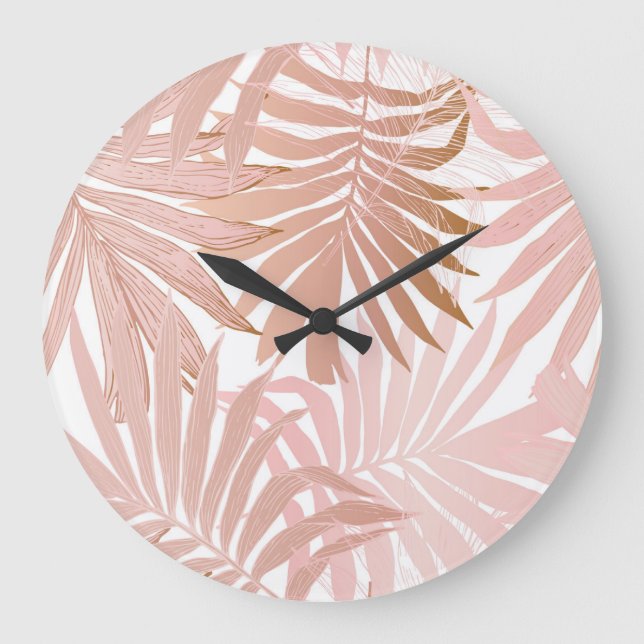 Tropical leaves: glossy gradient pattern. large clock (Front)