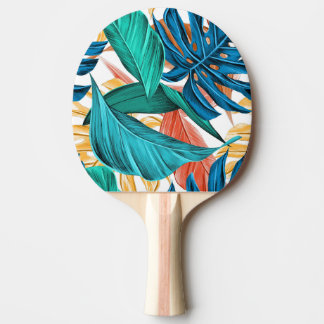 Tropical Leaves green and blue Ping Pong Paddle