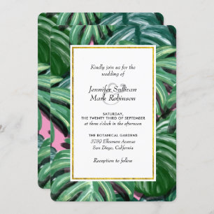 Tropical Leaves Green & Lush Wedding Invitation