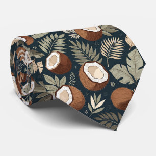 Tropical Leaves & Halved Coconuts Pattern Tie