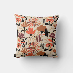 Tropical leaves hand drawn seamless pattern. Botan Cushion
