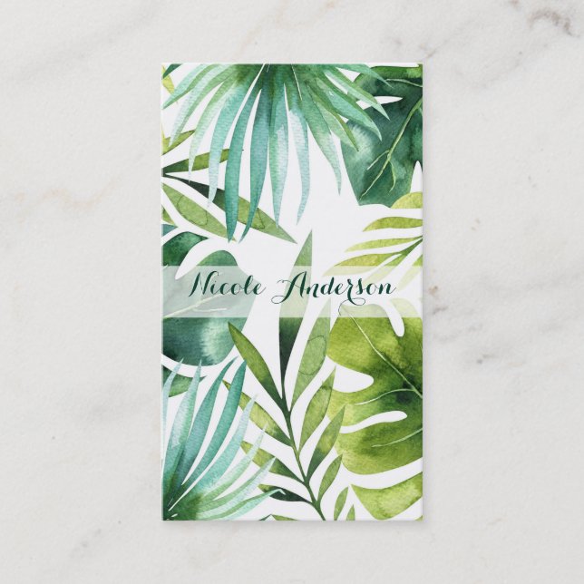 Tropical Leaves Hawaiian Rain Forest Plants Business Card (Front)