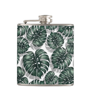 Tropical leaves hip flask