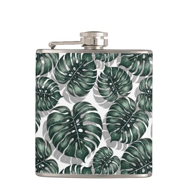 Tropical leaves hip flask (Front)