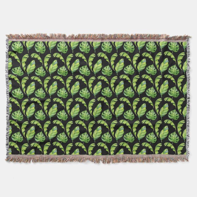 Tropical Leaves II Throw Blanket (Front)
