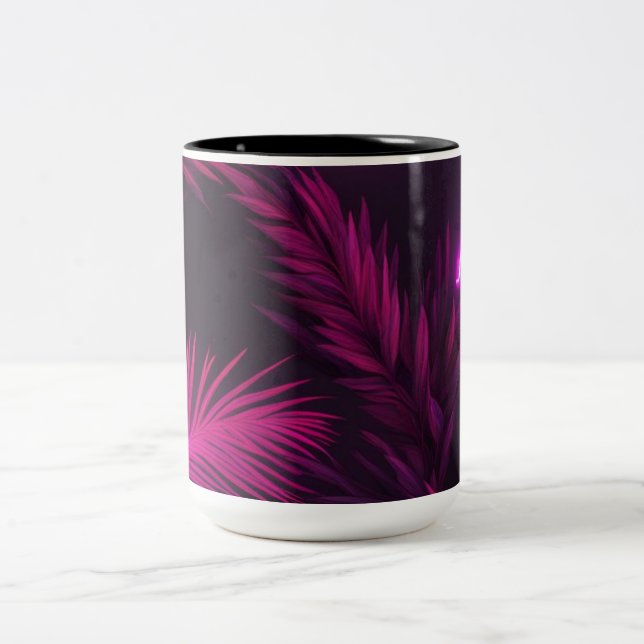 Tropical Leaves in lightning colours Throw Pillow Two-Tone Coffee Mug (Center)