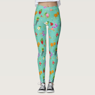Tropical Leaves in Turquoise Leggings