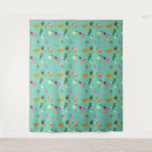 Tropical Leaves in Turquoise Tapestry