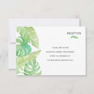 Tropical Leaves in Watercolor Insert Invitation