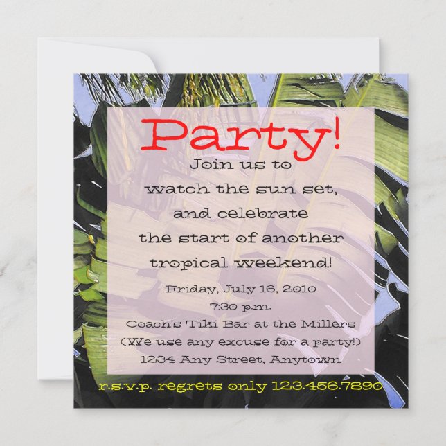 Tropical Leaves Invitation (Front)