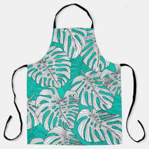 Tropical leaves, jungle leaves seamless vintage fl apron