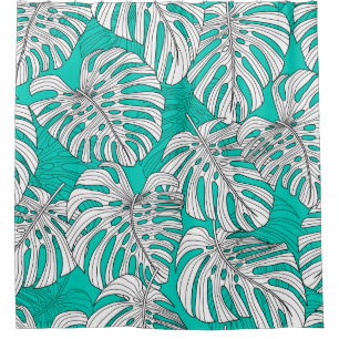Tropical leaves, jungle leaves seamless vintage fl shower curtain