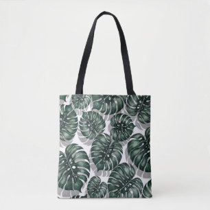 Tropical leaves, jungle monstera tote bag