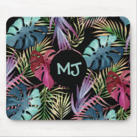 Tropical Leaves Jungle Pattern with Monogram