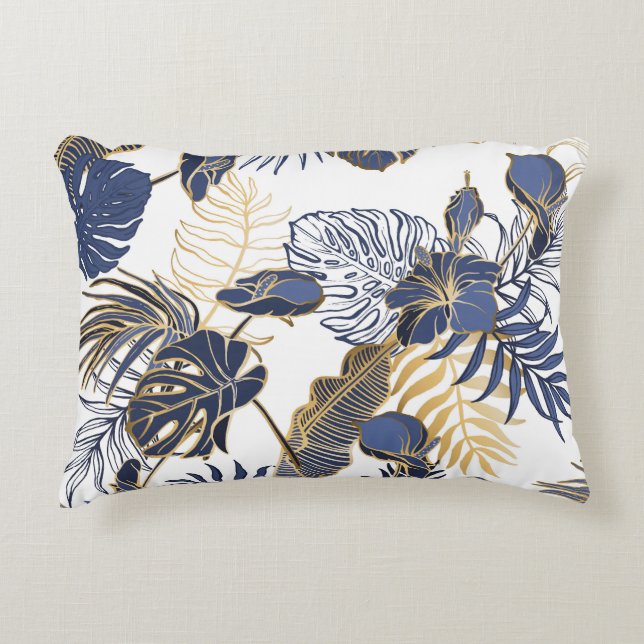 Tropical leaves, jungle seamless background. decorative cushion (Front)