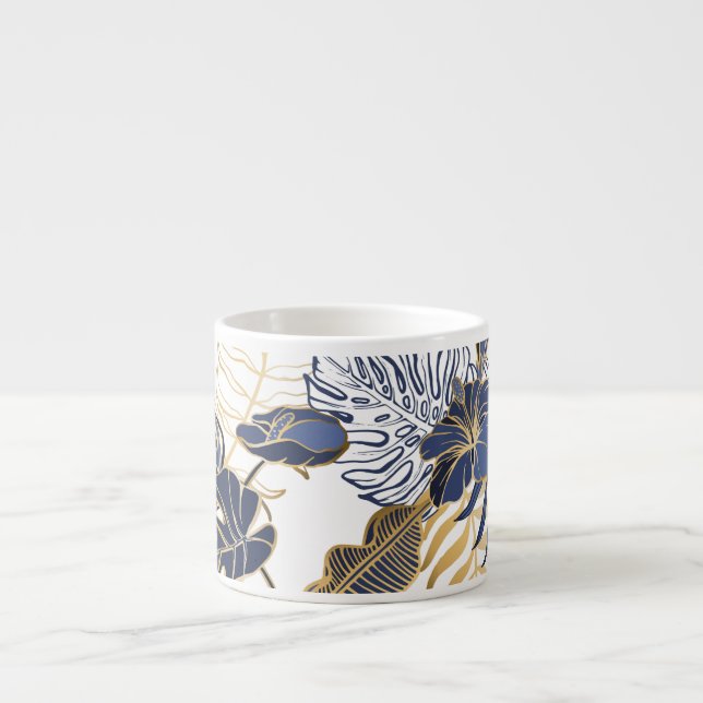 Tropical leaves, jungle seamless background. espresso cup (Front)