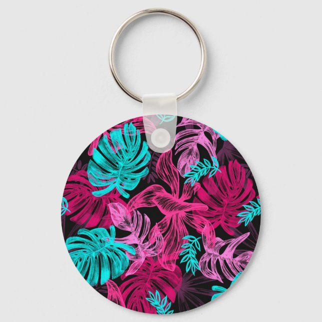 Tropical Leaves Key Ring (Front)