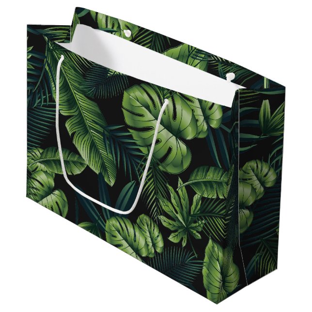 Tropical Leaves Large Gift Bag (Front Angled)