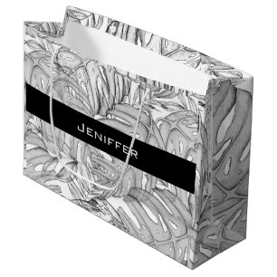 Tropical leaves large gift bag