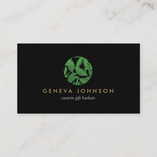 Tropical Leaves Logo II for Gardeners, Designers Business Card (Front)