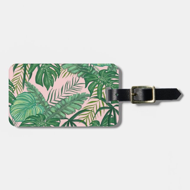 Tropical Leaves Luggage Tag (Front Horizontal)