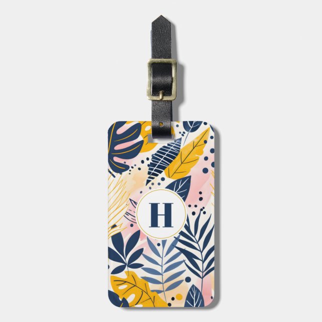 Tropical Leaves Luggage Tag (Front Vertical)