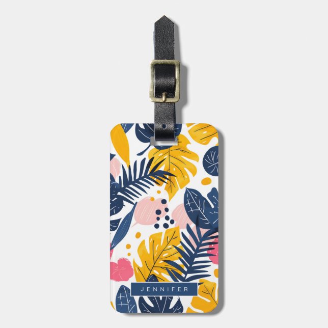 Tropical Leaves Luggage Tags (Front Vertical)