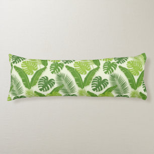 Tropical Leaves & Monstera Seamless Pattern Body Cushion