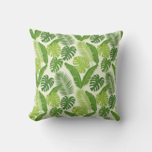 Tropical Leaves & Monstera Seamless Pattern Cushion