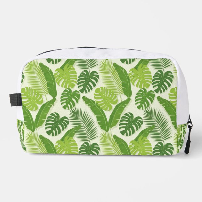Tropical Leaves & Monstera Seamless Pattern Dopp Kit (Front)