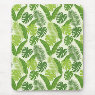 Tropical Leaves & Monstera Seamless Pattern Mouse Pad