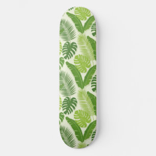 Tropical Leaves & Monstera Seamless Pattern Skateboard
