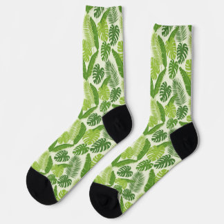 Tropical Leaves & Monstera Seamless Pattern Socks