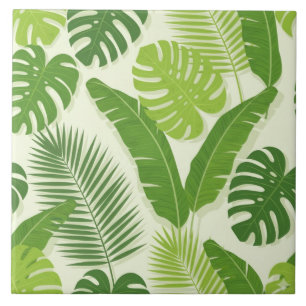 Tropical Leaves & Monstera Seamless Pattern Tile