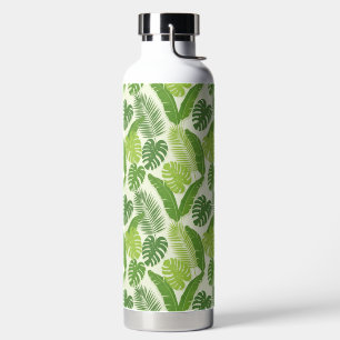 Tropical Leaves & Monstera Seamless Pattern Water Bottle