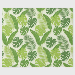 Tropical Leaves & Monstera Seamless Pattern Wrapping Paper